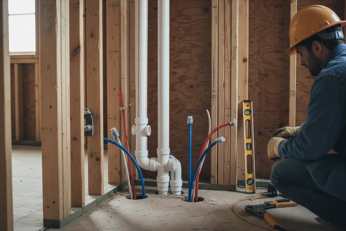Drain and supply rough-in during Drain Cleaning in Nocatee
